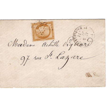 GUERRE 1870 N° 36 PETITE LETTRE ETOILE 37 PARIS MALESHERBES 5 JANVIER 1871 POUR PARIS ST LAZARE