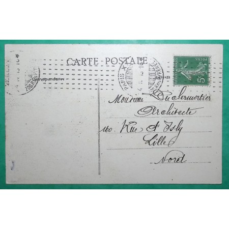 N°137 SEMEUSE CACHET MECANIQUE ESSAI CHAMBON PARIS RUE DES PYRENEES CARTE POSTALE POUR LILLE NORD LETTRE COVER FRANCE