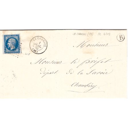 N° 14 PC 4207 TYPE 15 LA CHAMBRE 1 JUIL 1962 LETTRE BOITE B MONTGELAFREY