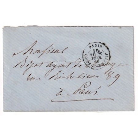 PARIS CACHET TAXE 15C CORPS LEGISLATIF 1866 POUR PARIS