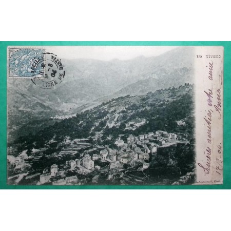 N°111 BLANC AMBULANT MARITIME MARSEILLE LIGNE DE BASTIA CARTE POSTALE VIVARIO CORSE POUR AMBERIEU AIN 1904 COVER FRANCE