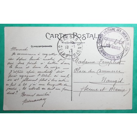 FRANCHISE MILITAIRE FM SERVICE MILITAIRE DES CHEMINS DE FER MEZY POUR NANGIS SEINE ET MARNE 1917 LETTRE COVER FRANCE