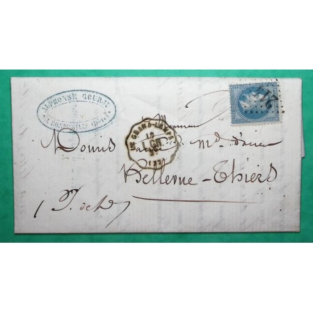 N°29 CONVOYEUR STATION LE GRAND LEMPS ISERE LIGNE L.GR LYON A GRENOBLE DEPART FORGES BONPERTUIS 1870 LETTRE COVER FRANCE
