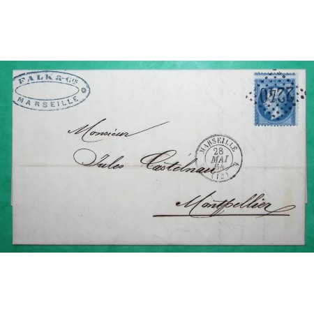 N°22 VARIETE PIQUAGE A CHEVAL MARSEILLE BOUCHES DU RHONE POUR MONTPELLIER HERAULT 1864 LETTRE COVER FRANCE