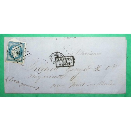 N°14A BDF PC 441 BORDEAUX GIRONDE GRIFFE APRES LE DEPART + FACTURE ILLUSTREE POUR LAVARDAC LOT ET GARONNE 1858 FRANCE