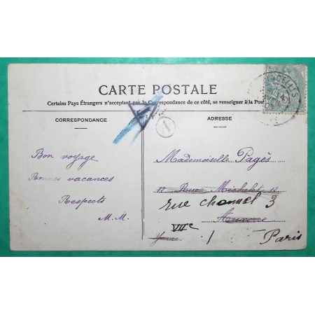 N°111 BLANC CARTE POSTALE VINCELLES YONNE BOITE RURALE A VINCELOTTES TAXE ANNULEE POUR PARIS LETTRE COVER FRANCE