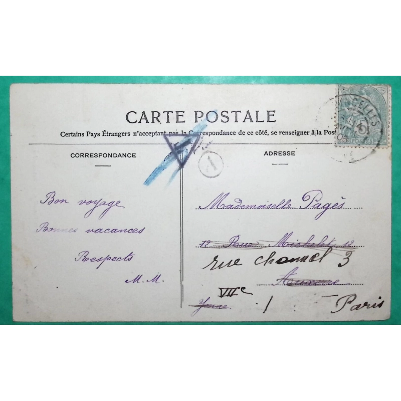 N°111 BLANC CARTE POSTALE VINCELLES YONNE BOITE RURALE A VINCELOTTES TAXE ANNULEE POUR PARIS LETTRE COVER FRANCE