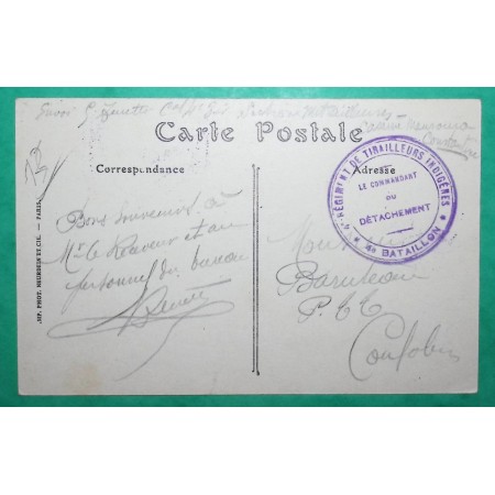 FRANCHISE MILITAIRE FM 4ème REGIMENT DE TIRAILLEURS INDIGENES CASERNE MANSOURA CONSTANTINE ALGERIE CP FEMME ARABE WW1