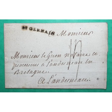 MARQUE ST GERMAIN EN LAYE SEINE ET OISE POUR LANDERNEAU FINISTERE LN N°12 1779 LETTRE COVER FRANCE