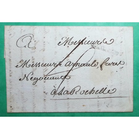 MARQUE MARENNES CHARENTE INFERIEURE POUR LA ROCHELLE LN N°4 1788 LETTRE COVER FRANCE