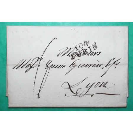 MARQUE 104 TURIN DEPARTEMENT CONQUIS POUR LYON RHONE CACHET D'ARRIVEE SPECIAL 1808 LETTRE COVER FRANCE