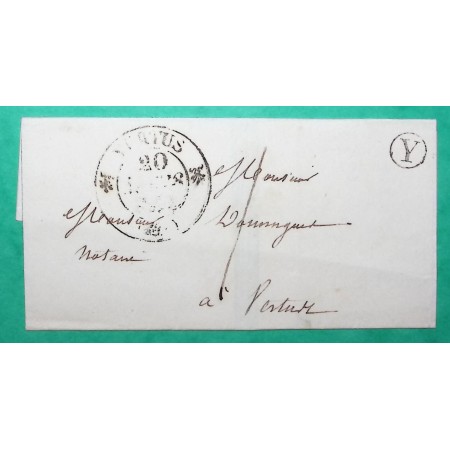 CAD TYPE 12 VERTUS CORRESPONDANCE LOCALE TAXE 1 BOITE RURALE Y NON IDENTIFIEE LETTRE COVER FRANCE