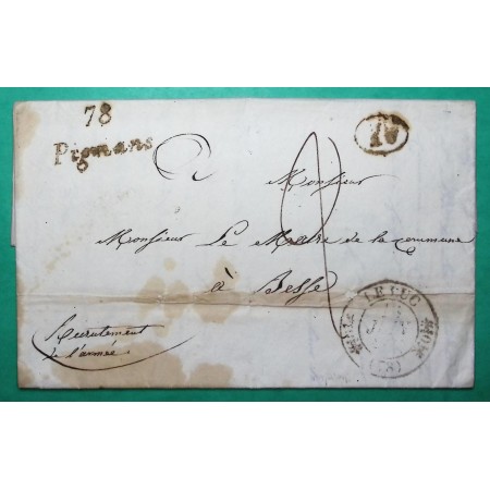 CAD TYPE 11 LE LUC VAR CURSIVE 78 PIGNANS DECIME RURAL GONFARON POUR 1832 LETTRE COVER FRANCE
