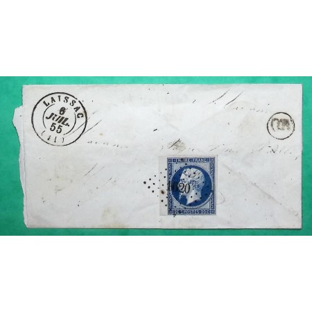 N°14 BDF PC 1620 LAISSAC AVEYRON OR ORIGINE RURALE POUR ST GENIEZ 1855 LETTRE COVER FRANCE