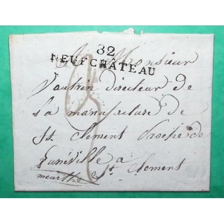 MARQUE 82 NEUF CHATEAU VOSGES DEPART LIFFOL LEGRAND POUR MANUFACTURE ST CLEMENT LUNEVILLE MEURTHE ET MOSELLE 49x10 1813