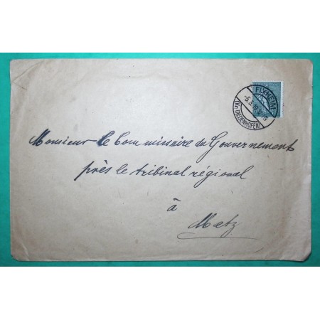 N°130 SEMEUSE LIGNEE OBLITERATION ALLEMANDE FIXHEIM MOSELLE POUR METZ 1919 LETTRE COVER FRANCE