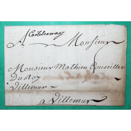 MARQUE MANUSCRITE CASTELSARRASIN TARN ET GARONNE POUR VILLEMUR HAUTE GARONNE LN N°1 1755 LETTRE COVER FRANCE