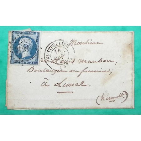 N°10 NAPOLEON REPUBLIQUE PC 2128 MONTPELLIER HERAULT POUR LUNEL 1853 LETTRE COVER FRANCE