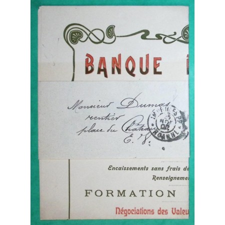 CAD IMPRIMES PP ROANNE LOIRE BANDE DE JOURNAL BELLE LETTRE BANQUE ROANNAISE ILLUSTREE 1902 LETTRE COVER FRANCE
