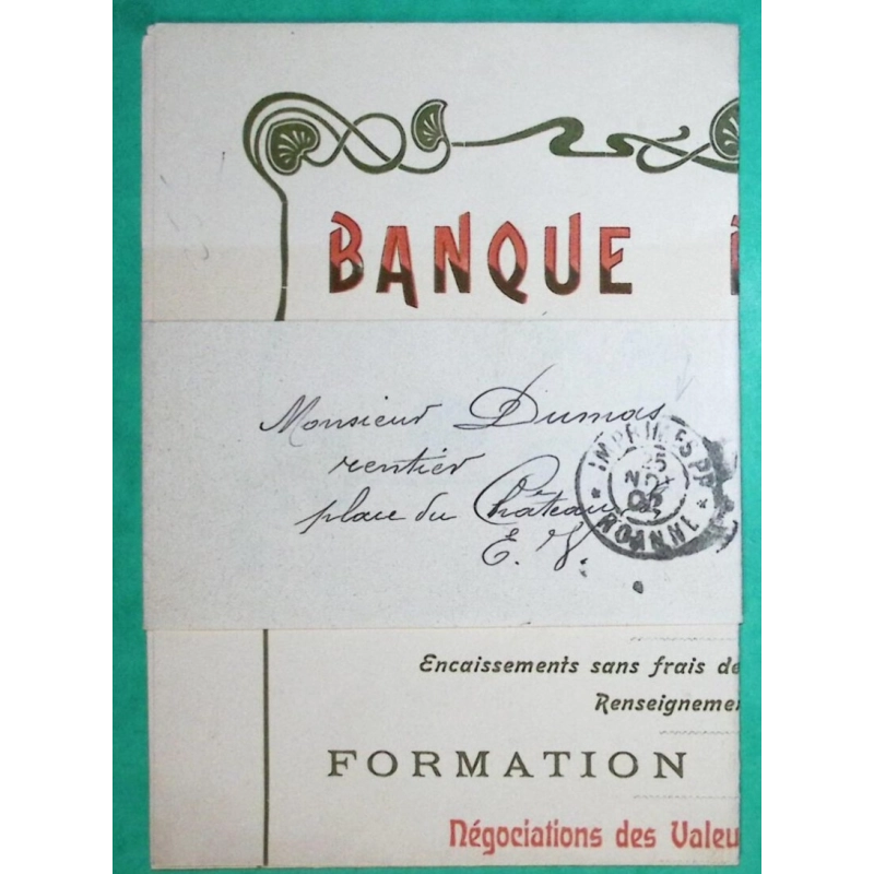 CAD IMPRIMES PP ROANNE LOIRE BANDE DE JOURNAL BELLE LETTRE BANQUE ROANNAISE ILLUSTREE 1902 LETTRE COVER FRANCE