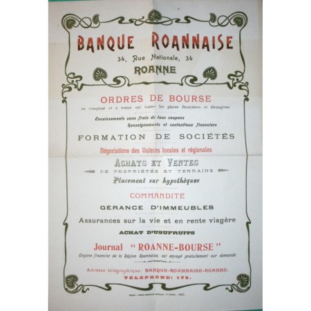 CAD IMPRIMES PP ROANNE LOIRE BANDE DE JOURNAL BELLE LETTRE BANQUE ROANNAISE ILLUSTREE 1902 LETTRE COVER FRANCE