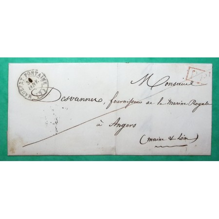 CAD TYPE 15 MAUBERT FONTAINE ARDENNES PP PORT PAYE POUR ANGERS MAINE ET LOIRE 1846 LETTRE COVER FRANCE