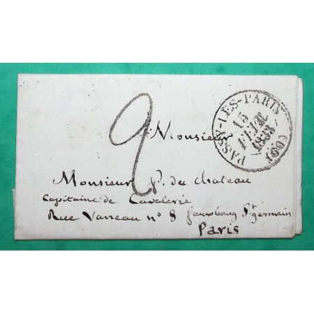 CAD TYPE 13 PASSY LES PARIS SEINE LETTRE ACADEMIE FRANCAISE SECRETAIRE PERPETUEL 1833 LETTRE COVER FRANCE