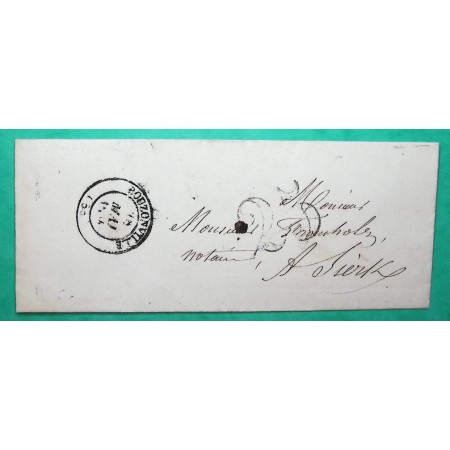CAD TYPE 14 BOUZONVILLE MOSELLE POUR SIERCK LES BAINS TAXE 25 1854 LETTRE COVER FRANCE