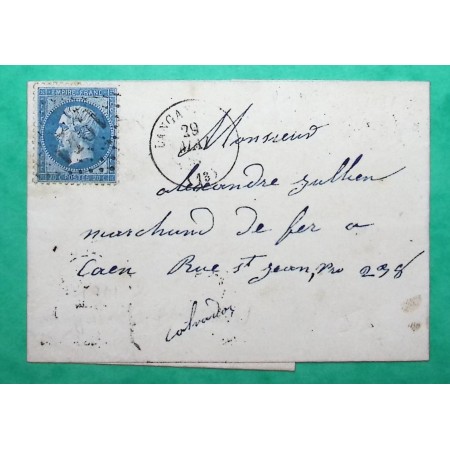 N°22 GC 1941 LANGANNERIE CALVADOS POUR CAEN 1864 LETTRE COVER FRANCE