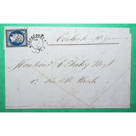 N°14 PC 2723 ROQUECOURBE TARN POUR TOULOUSE HAUTE GARONNE 1855 LETTRE COVER FRANCE