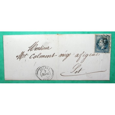 N°29 GC 3269 SALERS CANTAL POUR FIGEAC LOT 1868 LETTRE COVER FRANCE
