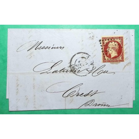 N°17A PC 1818 LYON RHONE POUR CREST DROME 1855 LETTRE COVER FRANCE