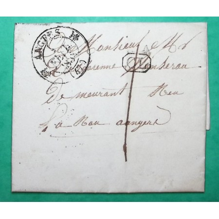 CAD TYPE 12 ANGERS MAINE ET LOIRE CL CORRESPONDANCE LOCAL TAXE 1 DEPART ECOUFLANT 1833 LETTRE COVER FRANCE