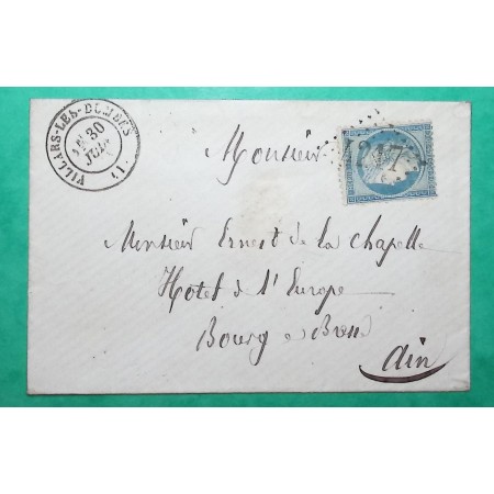 N°37 GC 4217 VILLARS LES DOMBES AIN POUR BOURG EN BRESSE 1871 LETTRE COVER FRANCE
