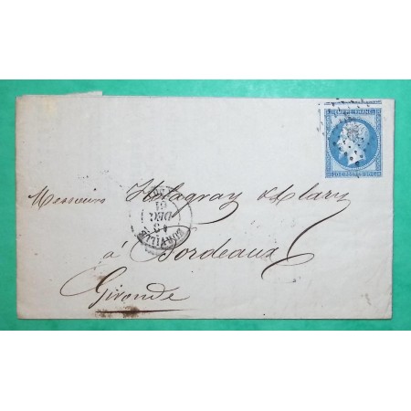N°14B BELLES MARGES AVEC 2 VOISINS PC 3850 EURVILLE HAUTE MARNE POUR BORDEAUX GIRONDE 1861 LETTRE COVER FRANCE