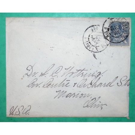 N°118 MOUCHON LETTRE PARIS POUR MARION ILLINOIS ETATS UNIS USA AMERICA 1901 LETTRE COVER FRANCE