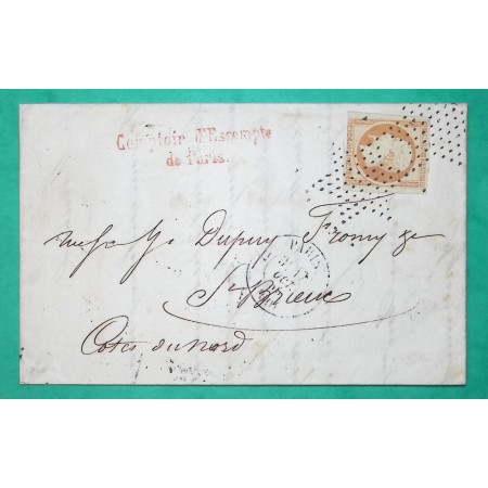 N°16 ROULETTE ETOILE PARIS DOUBLE PORT POUR ST BRIEUC COTES DU NORD 1855 LETTRE COVER FRANCE