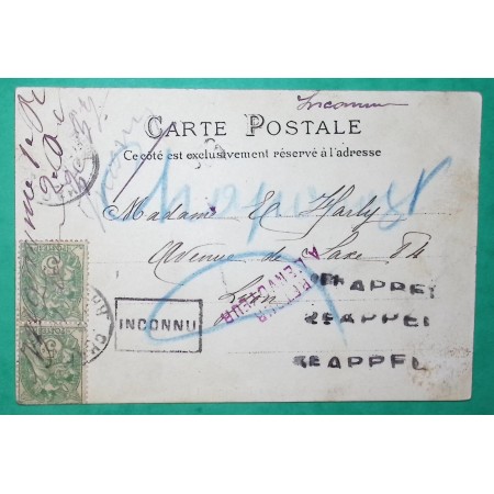 N°111 PAIRE BLANC CARTE POSTALE LYON INCONNU 1er 2ème et 3ème APPEL RETOUR ENVOYEUR LETTRE COVER FRANCE