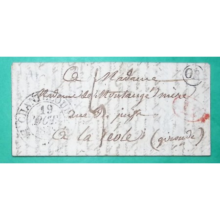 CAD TYPE 12 CHANTELOUBE HAUTE VIENNE OR ORIGINE RURALE + DECIME POUR LA REOLE GIRONDE 1838 LETTRE COVER FRANCE