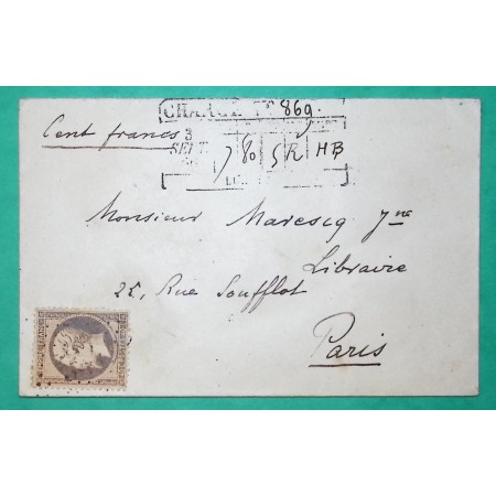 N°23 GC 532 BORDEAUX GIRONDE LETTRE CHARGE POUR PARIS 1866 LETTRE COVER FRANCE