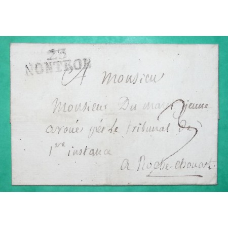 MARQUE 23 NONTRON DORDOGNE POUR ROCHECHOUART HAUTE VIENNE 35x11 LETTRE COVER FRANCE