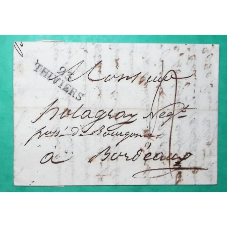 MARQUE 23 THIVIERS DORDOGNE POUR BORDEAUX GIRONDE 31x11 1817 LETTRE COVER FRANCE