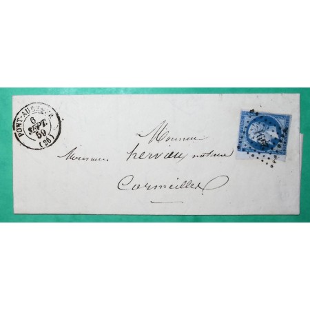 N°14 BDF PC 2491 PONT AUDEMER EURE POUR CORMEILLES 1859 LETTRE COVER FRANCE