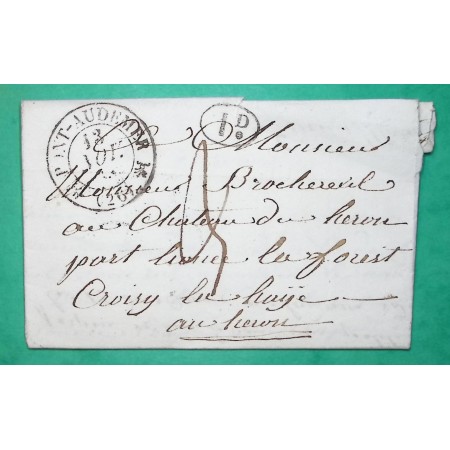 CAD TYPE 12 PONT AUDEMER EURE DECIME RURAL VANNECROCQ POUR LE HAVRE SEINE INFERIEURE 1833 LETTRE COVER FRANCE