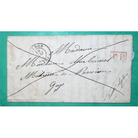 CAD TYPE 15 ROYBON ISERE PP PORT PAYE DEPART VIRIVILLE POUR GAP HAUTES ALPES 1844 LETTRE COVER FRANCE