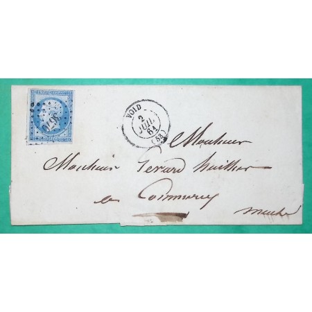N°14B PC 3670 VOID MEUSE POUR COMMERCY 1861 LETTRE COVER FRANCE