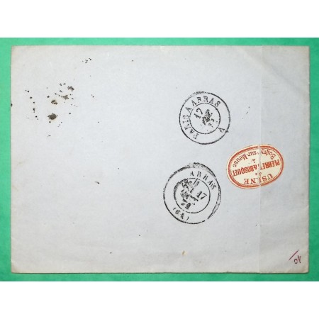 N°60A GC 4418 BRAUX BOGNY SUR MEUSE ARDENNES AMBULANT NUIT PARIS A ARRAS VERSO NON COTE RARE 1871 LETTRE COVER FRANCE