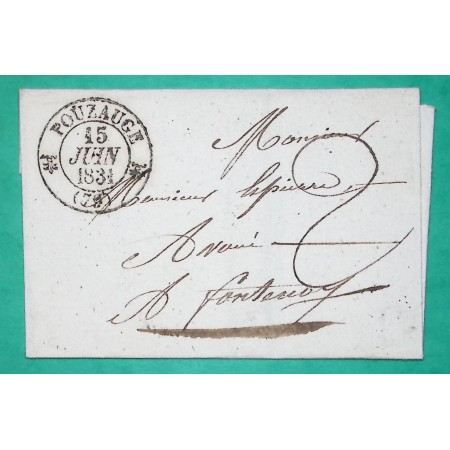 CAD TYPE 12 POUZAUGE POUZAUGES VENDEE POUR FONTENAY LE COMTE 1831 LETTRE COVER FRANCE