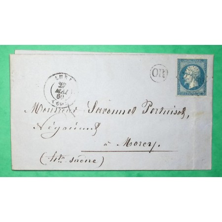 N°14 PC 1803 LURE HAUTE SAONE OR ORIGINE RURALE MALBOUHANS BELLE FACTURE VERRERIE POUR LA ROCHE MOREY 1860 FRANCE