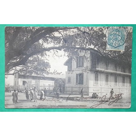 N°111 BLANC AMBULANT MARITIME BORDEAUX A BUENOS AYRES BLEU CARTE POSTALE DAKAR SENEGAL 1905 LETTRE COVER FRANCE